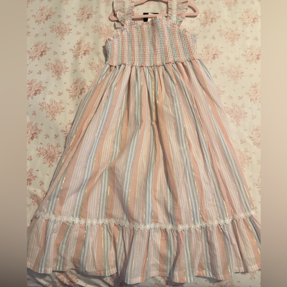 Cynthia Rowley Pastel Striped Dress with Lace Detail
